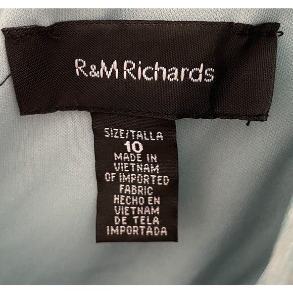 R&M Richards Long Crinkle Pleated Sleeveless Dress Rhinestone Waistband 10 Green - Picture 3 of 10